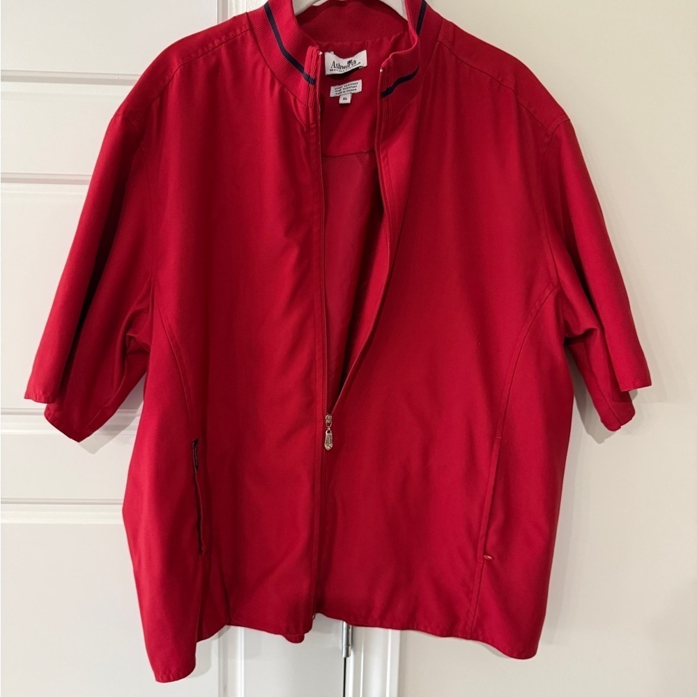 Ashworth Women’s Red Short Sleeve Golf Tennis Jacket Wind/Water Resistant XL - Picture 2 of 6